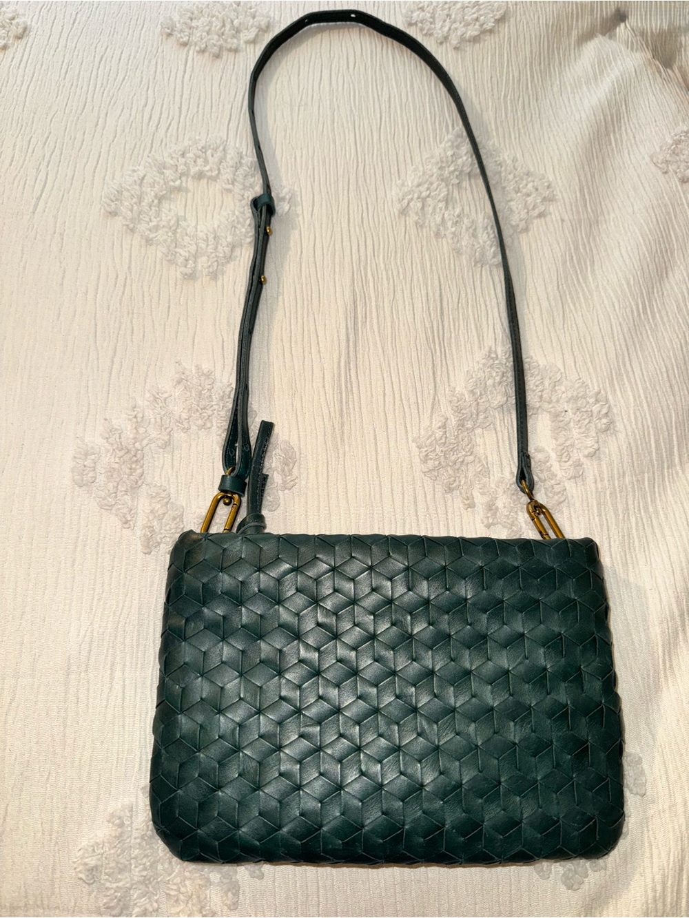 Madewell Dark Green Woven Leather Crossbody - Picture 2 of 8